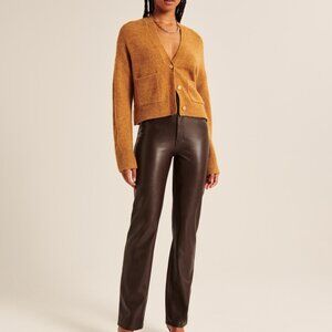 Abercrombie & Fitch Vegan Leather 90s Straight Ultra High Rise Pants